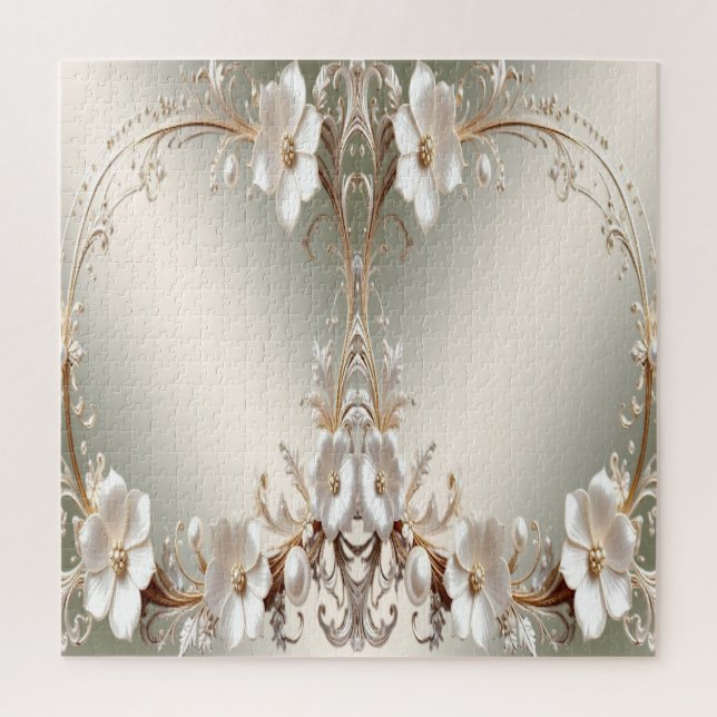 Puzzle de fleurs blanches orné (Vertical)