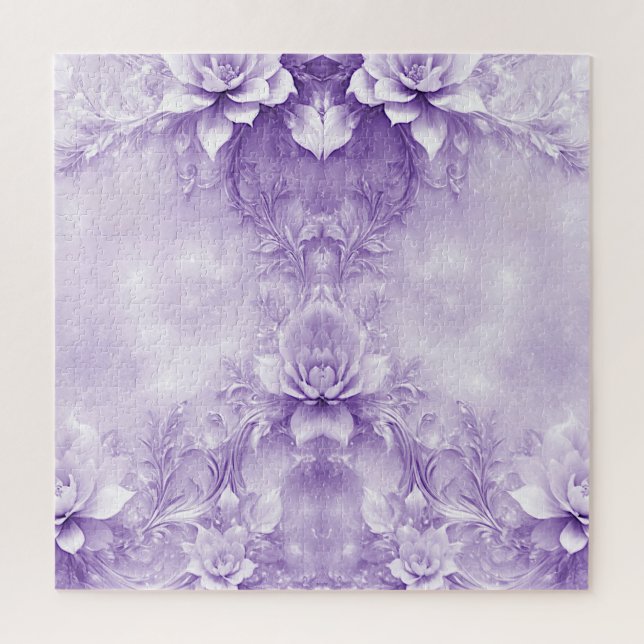 Puzzle de fleurs blanches violettes (Vertical)