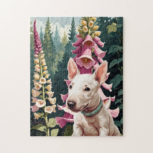 Puzzle de fleurs Bull Terrier Foxglove (Vertical)