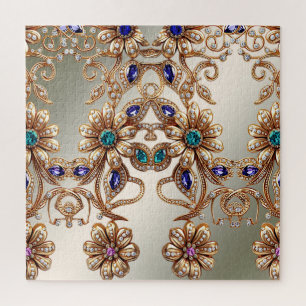 Puzzle de fleurs de bijoux en or élégant