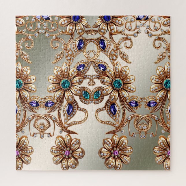 Puzzle de fleurs de bijoux en or élégant (Vertical)