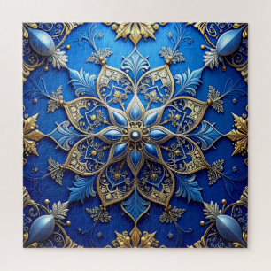 Puzzle de fleurs décoratives bleues