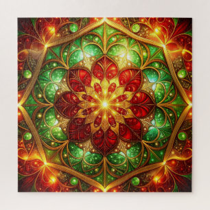 Puzzle de fleurs décoratives rouge et vert