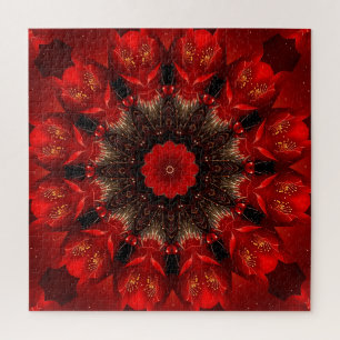 Puzzle de fleurs décoratives rouges