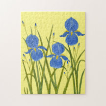 Puzzle de fleurs d'iris bleues