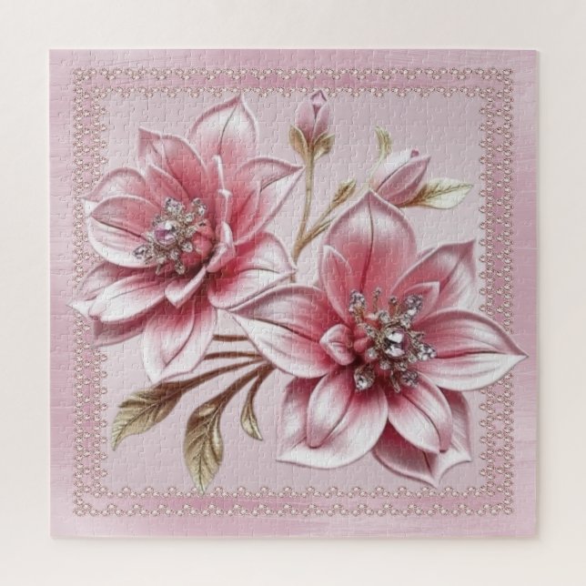 Puzzle de fleurs roses modernes (Vertical)