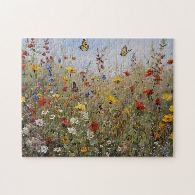 Puzzle de fleurs sauvages et de papillons (Horizontal)