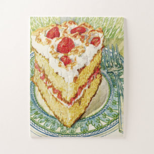 Puzzle de gâteau de la couche de fraise vintage