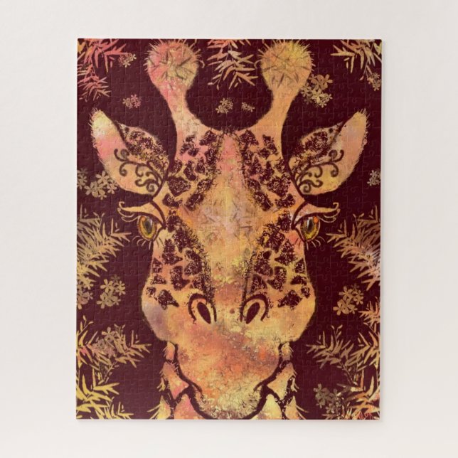 Puzzle de girafe regardant - Peinture (Vertical)