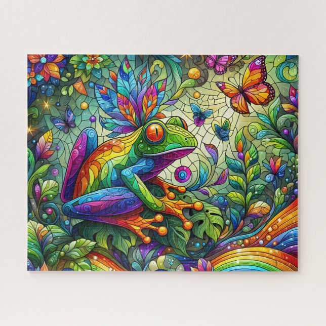 Puzzle de grenouille en vitrail (Horizontal)
