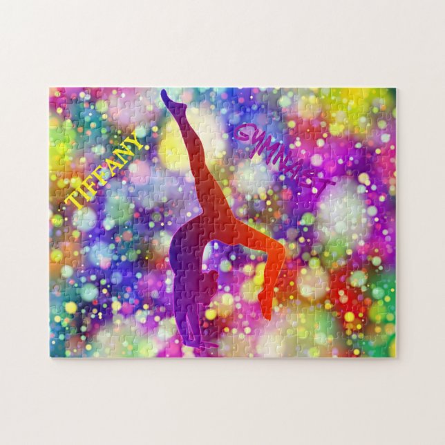 Puzzle de gymnaste avec nom personnalisé. (Horizontal)