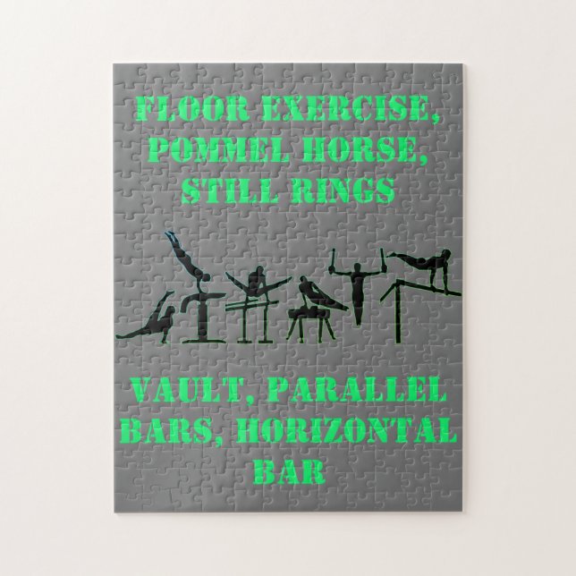 Puzzle de gymnastique pour garçons en gris / vert (Vertical)