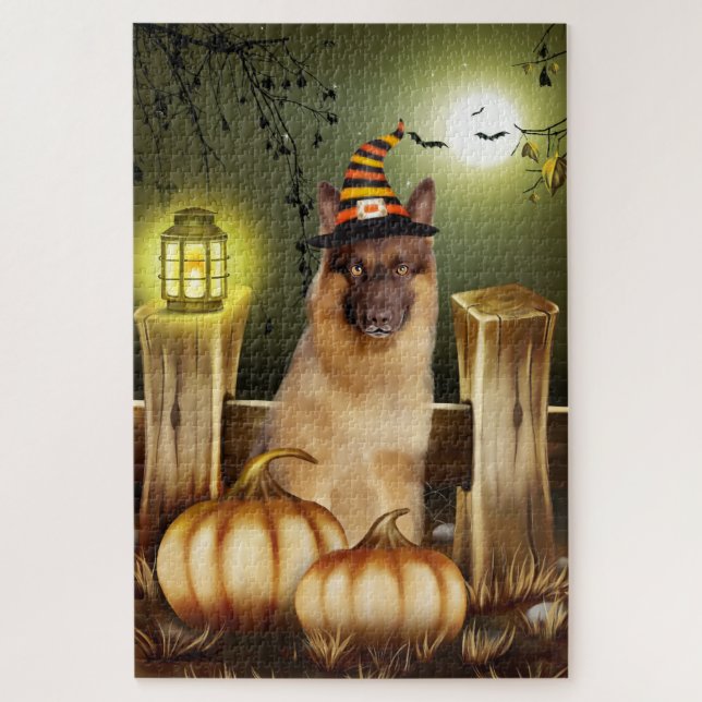 Puzzle de Halloween Berger Allemand (Vertical)