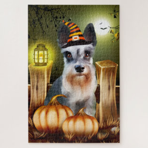 Puzzle de Halloween Schnauzer miniature.