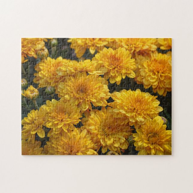 Puzzle de jardin aux fleurs de Mums jaunes (Horizontal)