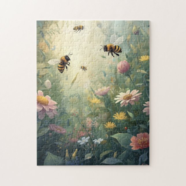 Puzzle de jardin de abeilles avec fleurs sauvages  (Vertical)