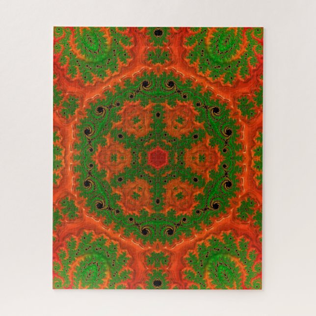 Puzzle de jigsaw orange et vert Kaleidoscope (Vertical)