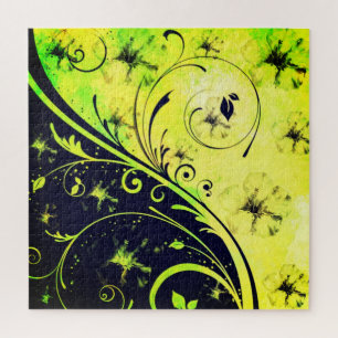 Puzzle de jour et de nuit - Fleurs vertes jaunes