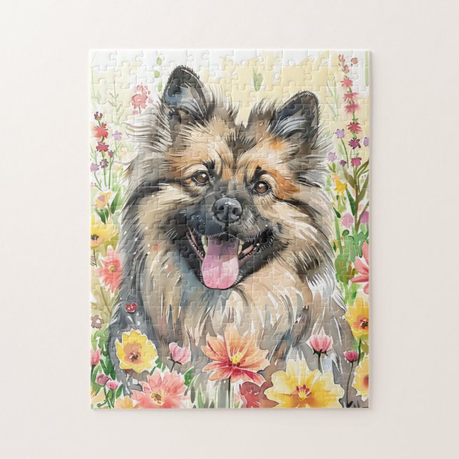Puzzle de Keeshond à l'aquarelle (Vertical)