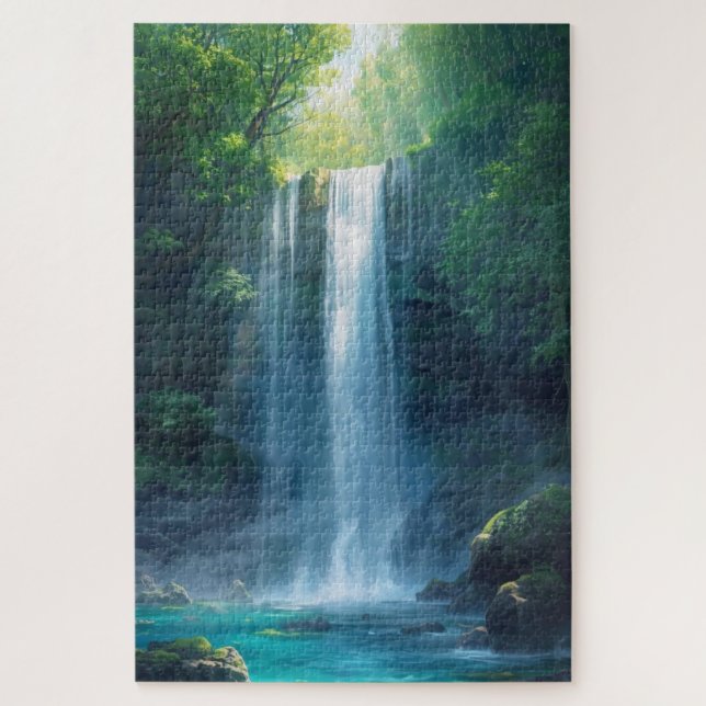 Puzzle de la cascade de la forêt de fantaisie (Vertical)