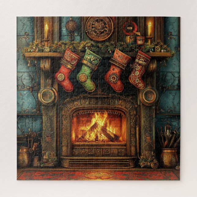 Puzzle de la cheminée de Noël Steampunk (Vertical)