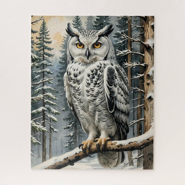 Puzzle de la Chouette d'hiver (Vertical)