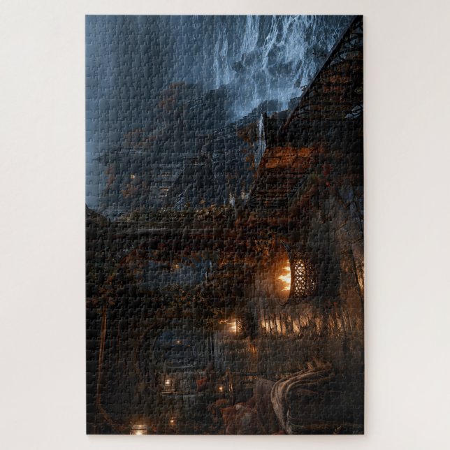Puzzle de la falaise de la tempête d'automne (Vertical)