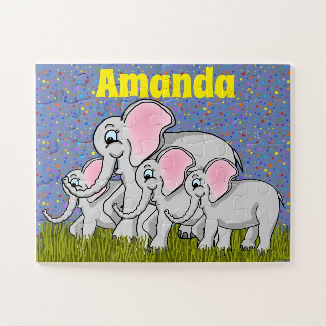 Puzzle de la famille des éléphants (Horizontal)