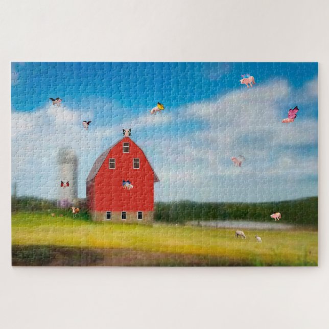 Puzzle de la ferme de cochons volants (Horizontal)