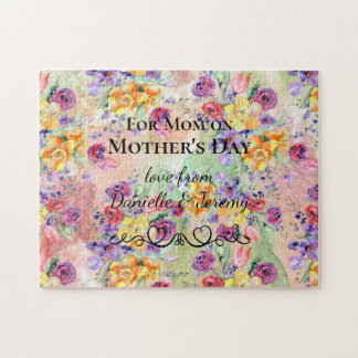 Puzzle de la Fête des Mères en aquarelle florale
