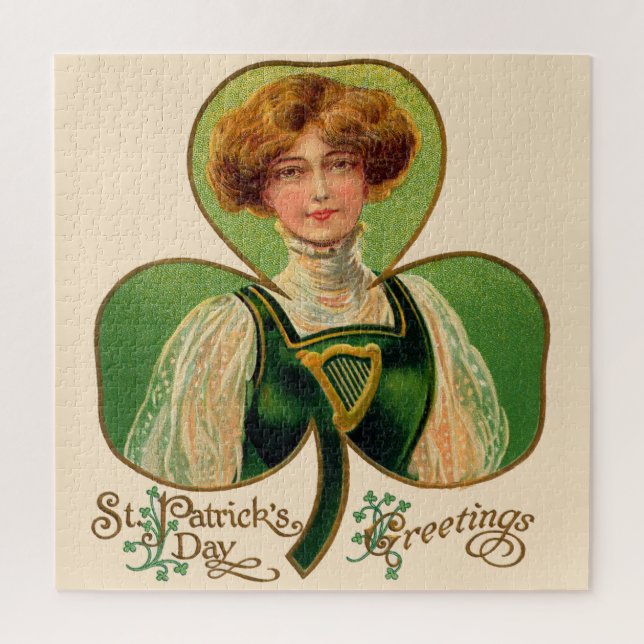 Puzzle de la Fille Irlandaise de la Saint-Patrick (Vertical)
