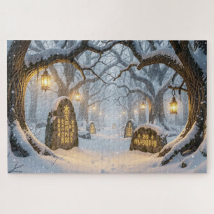 Puzzle de la forêt celtique enchantée d'hiver