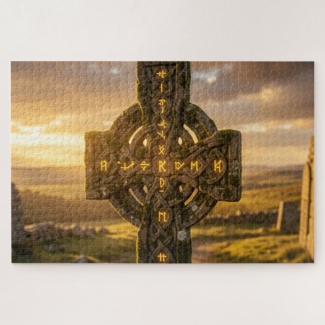 Puzzle de la majestueuse croix celtique en pierre (Horizontal)