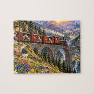 Puzzle de la montée du train postal du lapin alpin