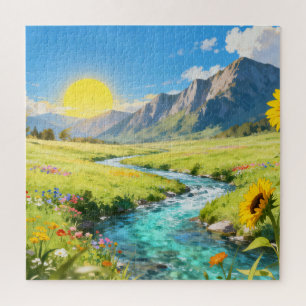 Puzzle de la prairie ensoleillée de montagne