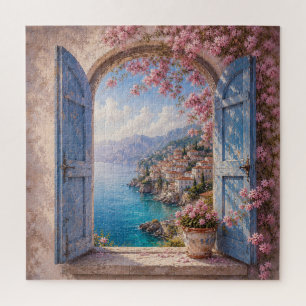 Puzzle de la vue méditerranéenne par la fenêtre