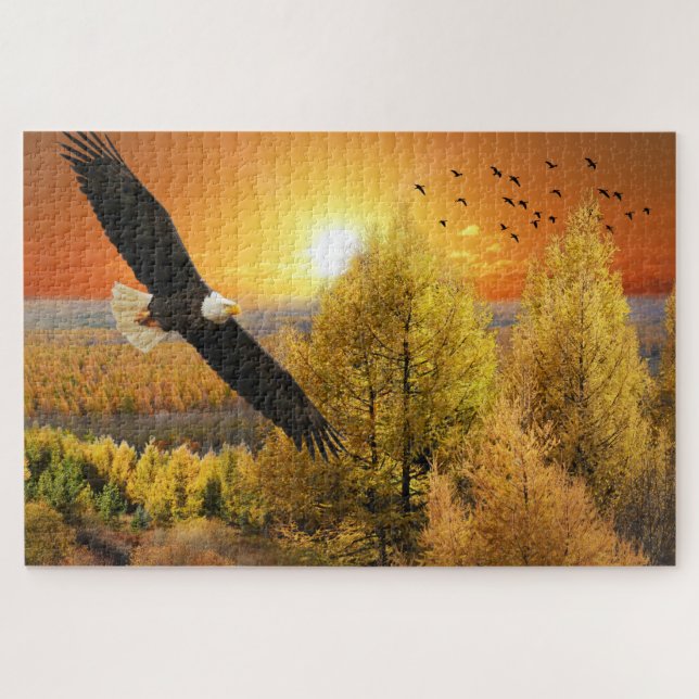 Puzzle de l'aigle américain au coucher du soleil (Horizontal)
