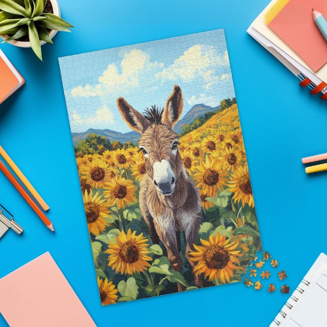 Puzzle de l'âne dans un champ de tournesols (Créateur téléchargé)