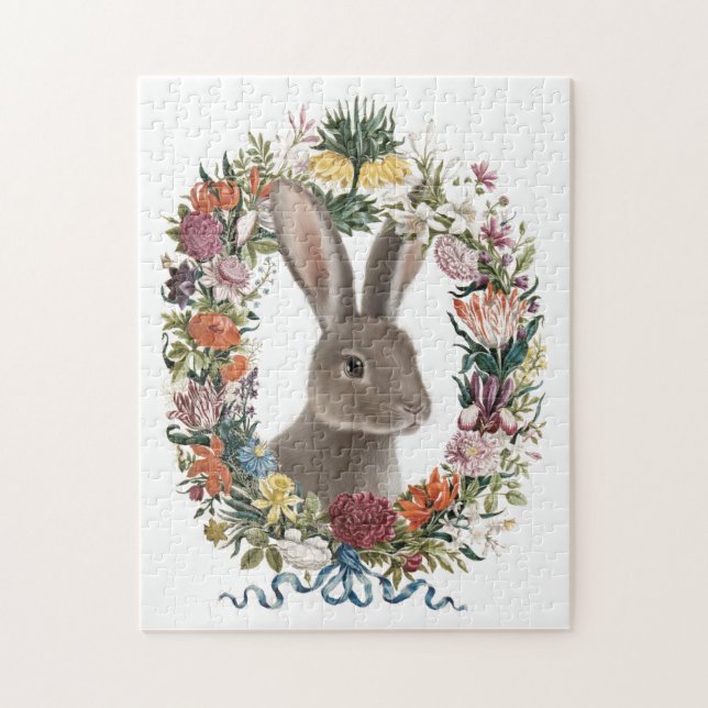 Puzzle de lapin botanique Vintage moderne (Vertical)