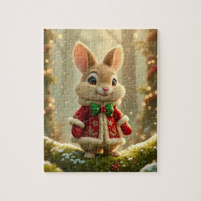 Puzzle de lapin de Noël (Vertical)