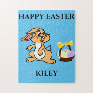 Puzzle de lapin de Pâques avec nom personnalisé.