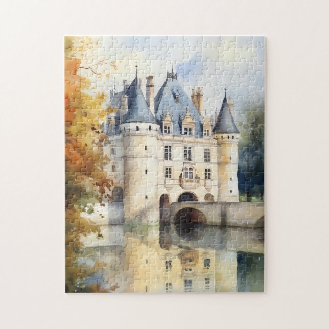 Puzzle de l'aquarelle de château français majestue (Vertical)