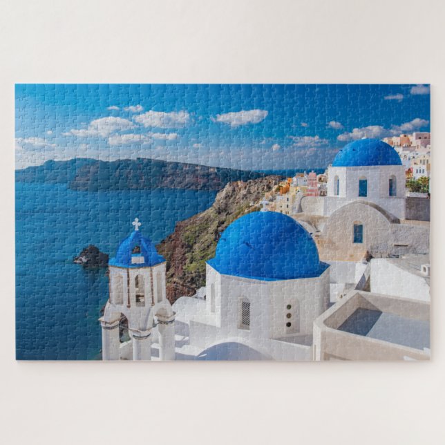Puzzle de l'église panoramique de Santorin Grèce (Horizontal)