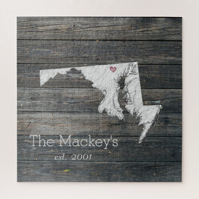 Puzzle de l'État du Maryland Rustique (Vertical)