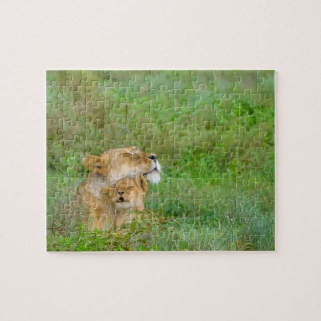 Puzzle de lionne et de bébé de l'amour de mère (Horizontal)