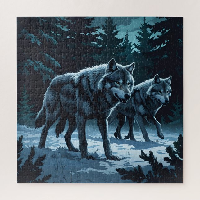 Puzzle de loups en forme de pièce de puzzle (Vertical)