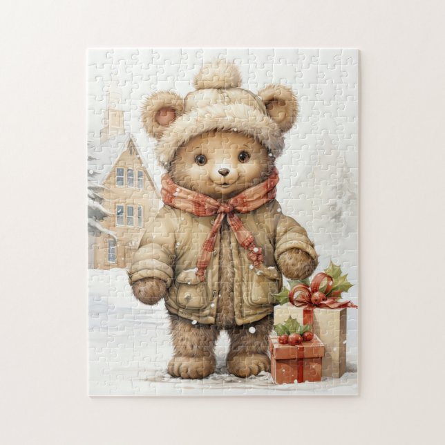 Puzzle de l'ours en peluche de Noël (Vertical)
