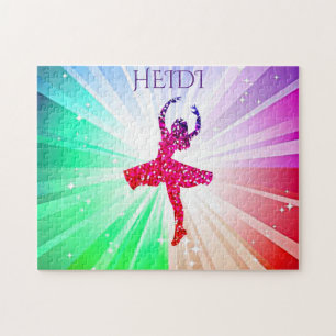 Puzzle de lumières dansantes avec belle danseuse.