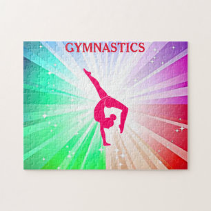 Puzzle de lumières gymnastiques avec gymnaste.