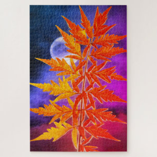 Puzzle de lune et de feuilles